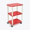 Luxor 42''H 3-Shelf Utility Cart, Red Shelves, Putty Legs UCPL1R - alternate 1